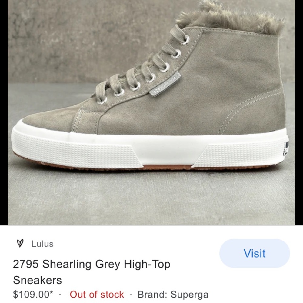 Superga fur lined suede high top sneaker sz 8.5